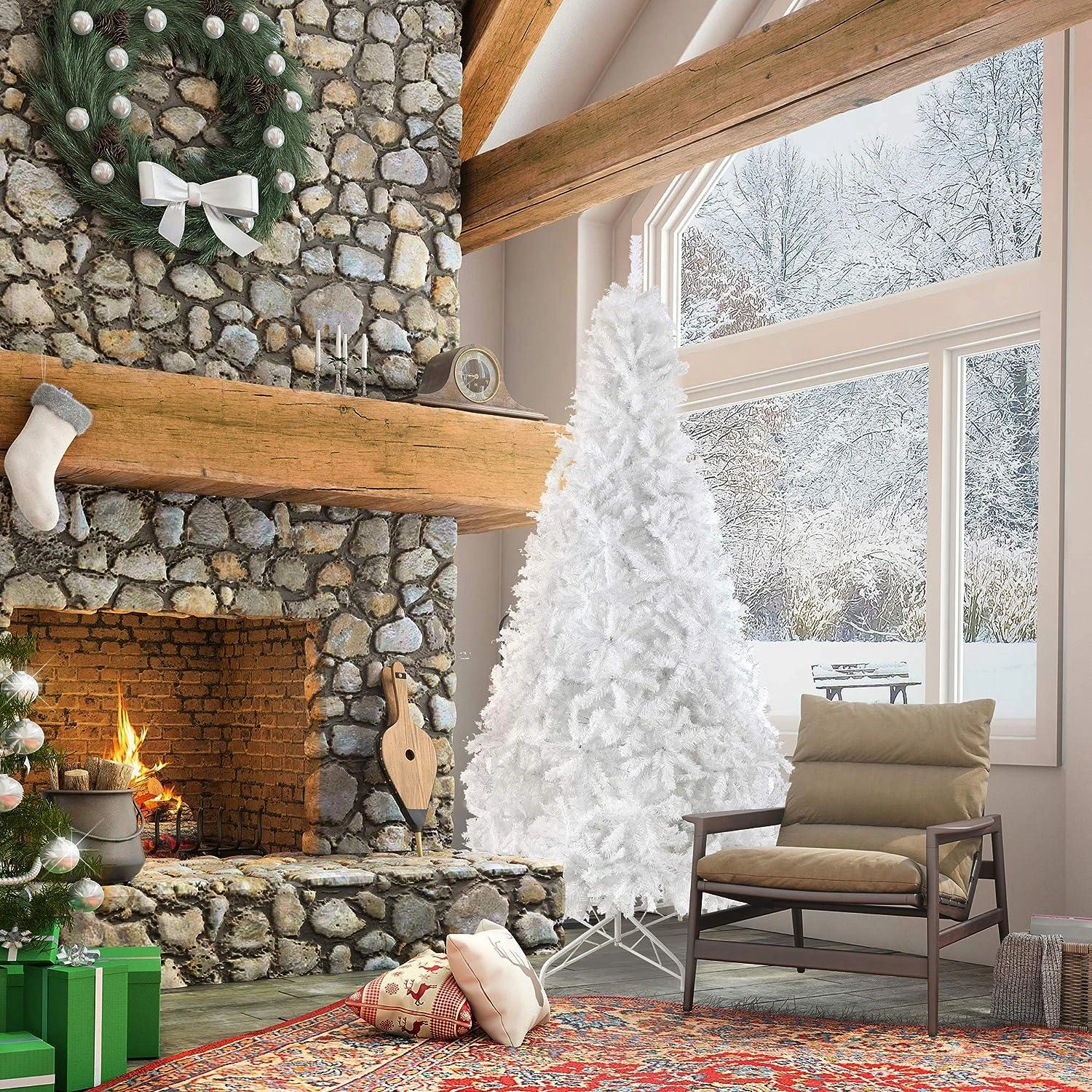Sparkling 10ft White Christmas Tree - 2150 Tips, Durable Metal Stand!